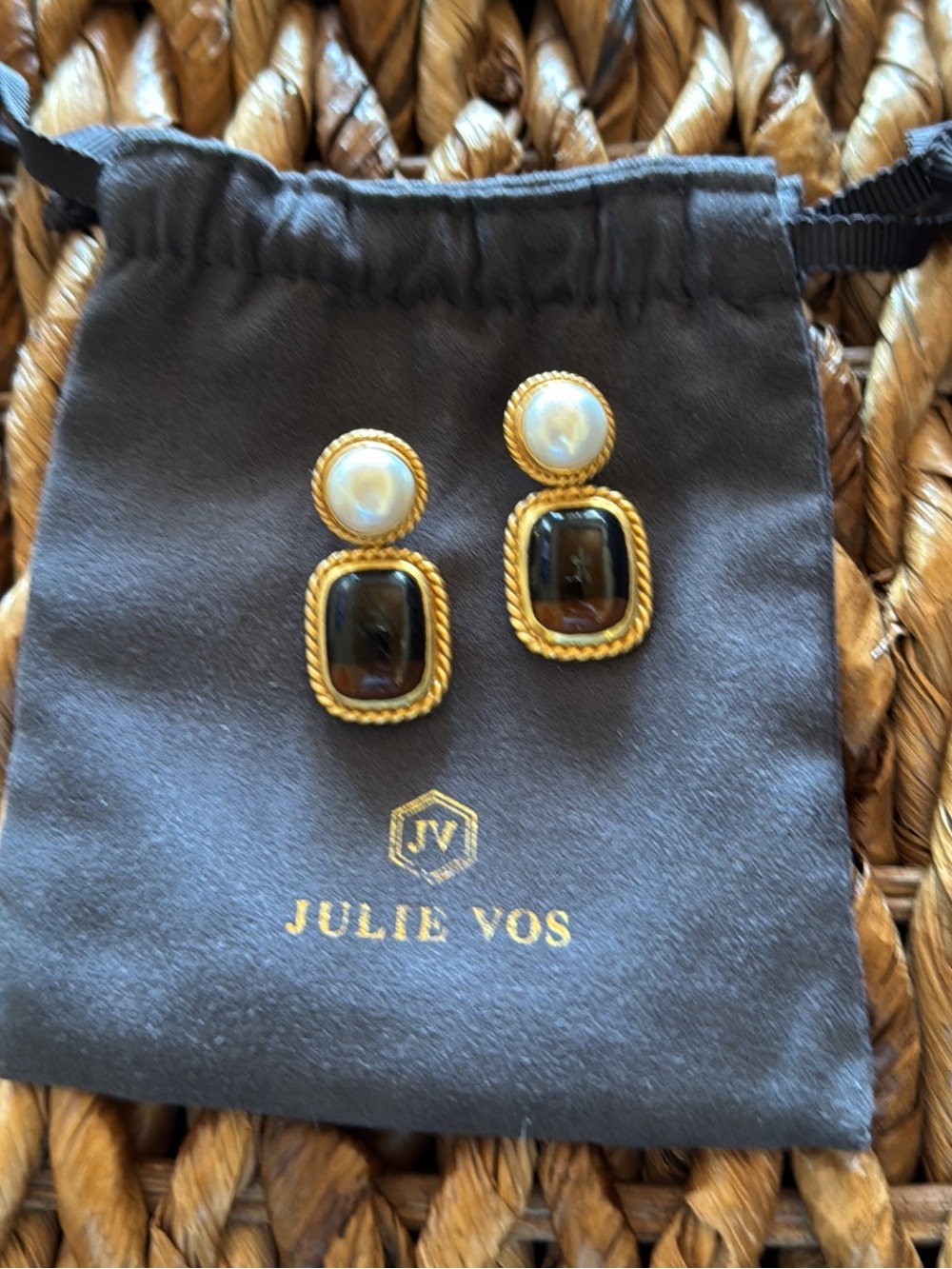 Julie Vos retired Madison Pearl & Tortoise Drop Earrings